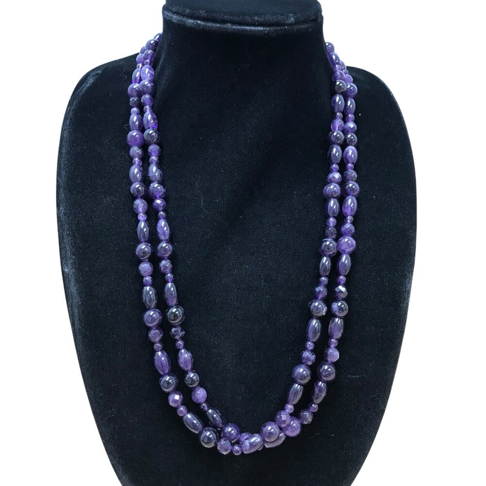 DTR Jay King Amethyst Double Strand Bead Necklace Mine Finds 27” 116g